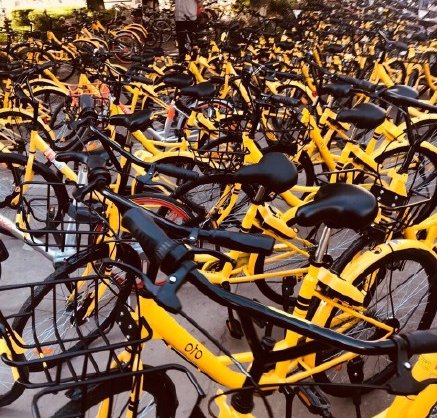 我的学校堵满了共享单车
