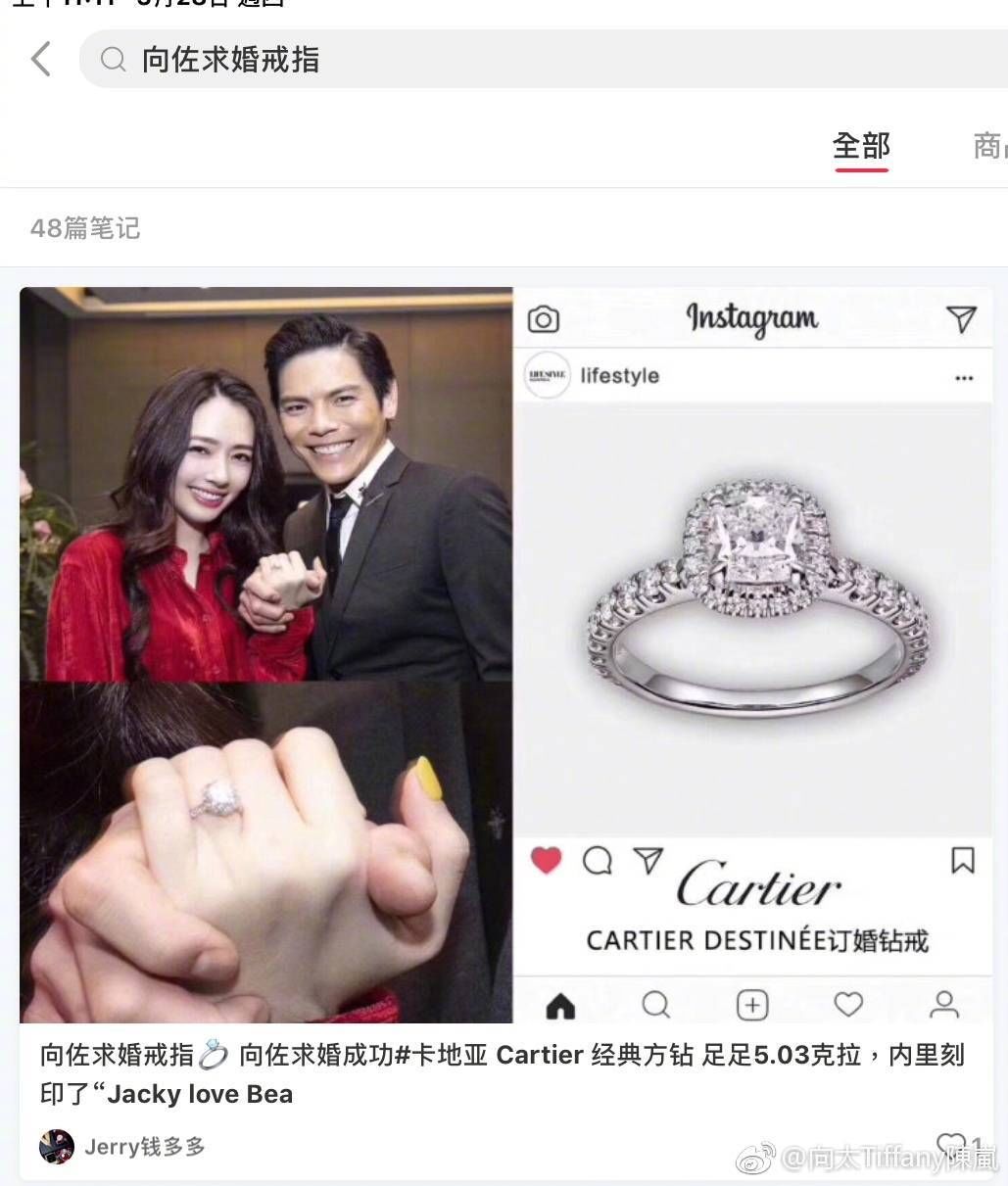 向佐向郭碧婷求婚的钻戒是假的,粉头向太坦言