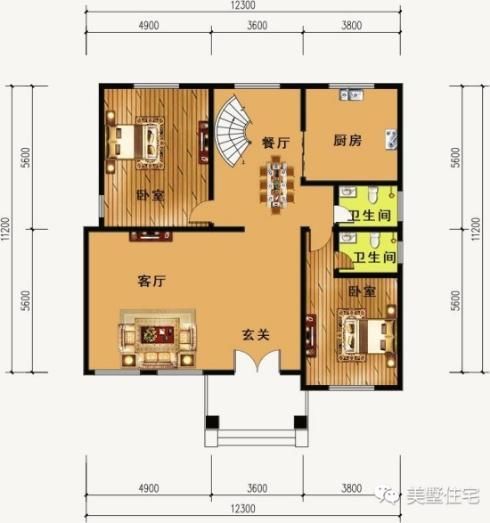 这15款二层别墅，户型方正施工简单，主体造价最低只要18万