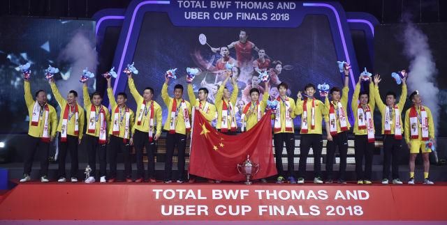 中国羽毛球男队夺得2018年汤姆斯杯冠军