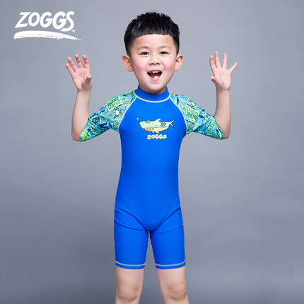 30元后269元-儿童zoggs连体平角防晒半袖男泳衣