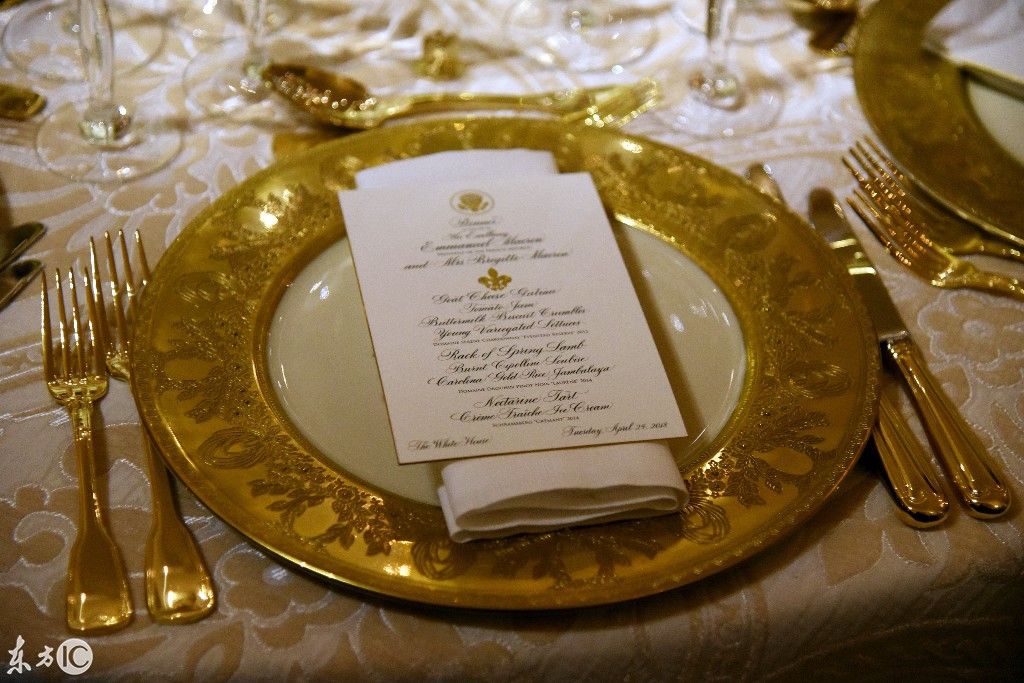 白宫设国宴欢迎法国总统马克龙和他的妻子布丽