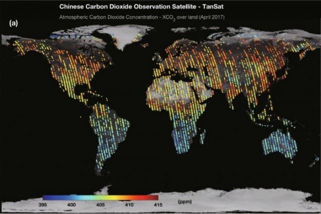 TanSat 卫星提供第一张大气二氧化碳全球地图