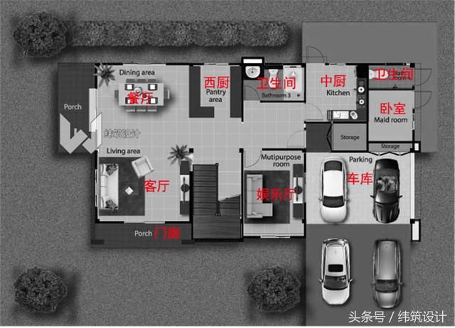 农村矩形宅基地，方正户型两层自建房，造型不单调，附带平面图