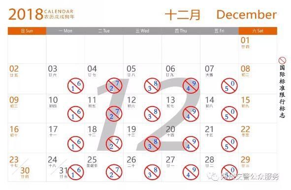 赶紧收藏！郑州2018年限行日历来了，再也不用掐指算！