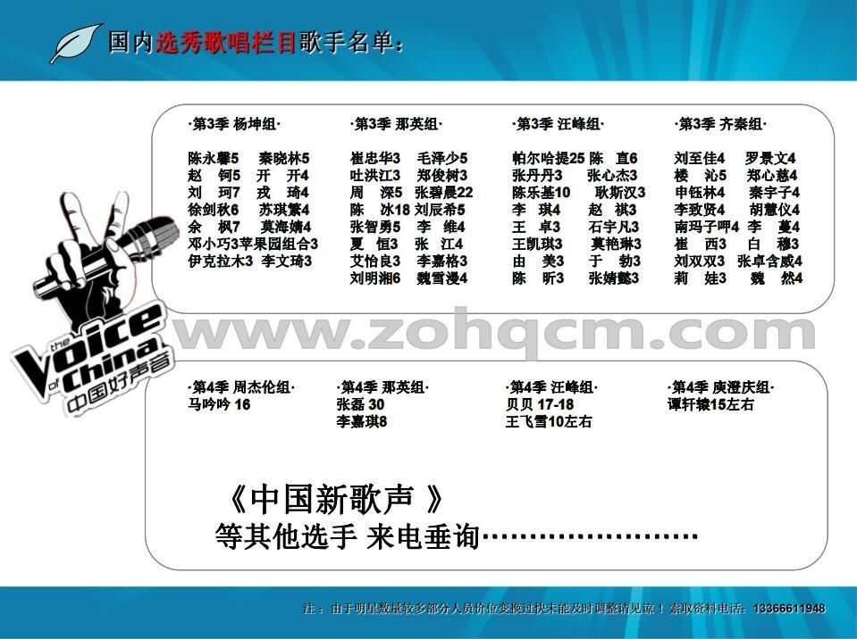 2018-2019全新明星报价明星出场费艺人报价艺