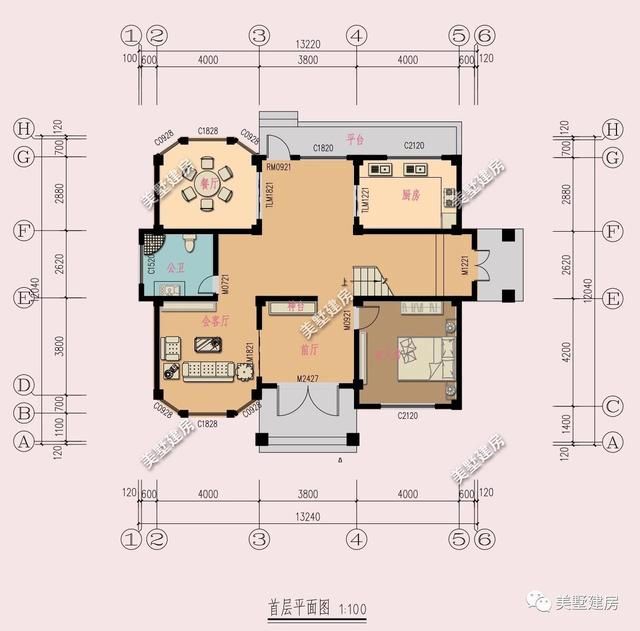 农村自建房别墅，宽11米深八米厨房另外建，该怎么设计好？