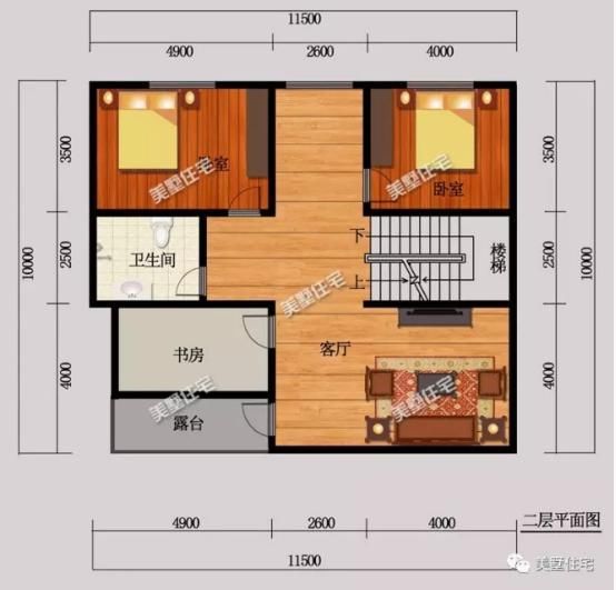 115平米的新农村中式住宅，外观很出挑，内部很传统