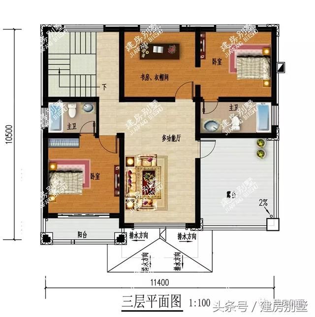 3款面宽11.4米的三层别墅，比美比实用性，都可以并列冠军