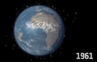 经研究表明在过去这50年的时间里漂浮在地球周围的太空垃圾达到了6300